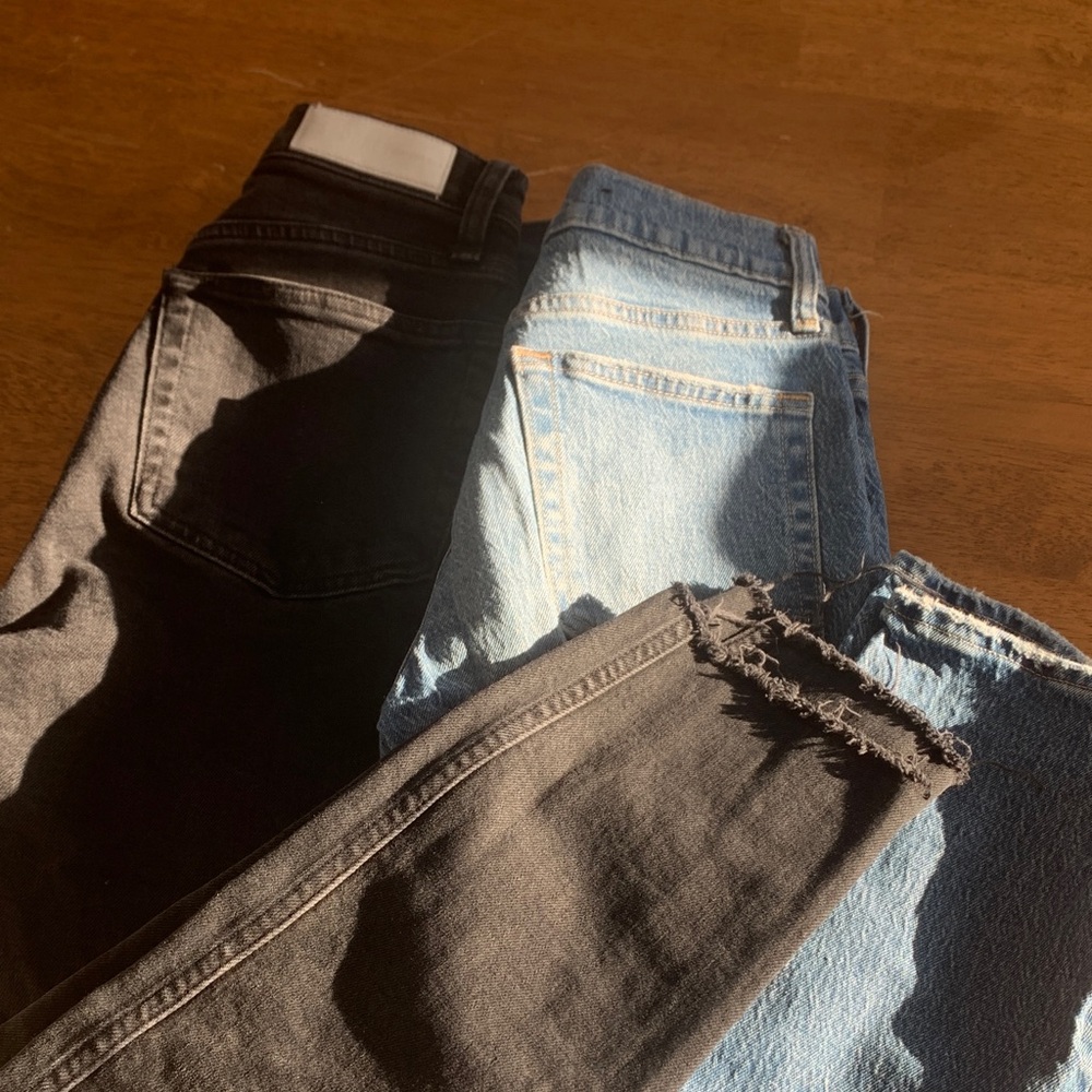 Re/Done Black and Light Blue Ankle Jeans